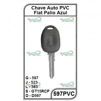Chave Auto PVC Fiat Palio Azul - 597PVC -PACOTE COM 5 UNIDADES